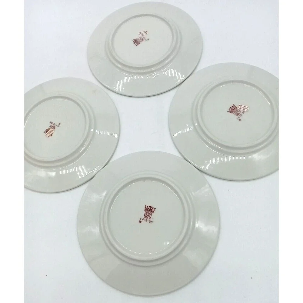 Vintage Rego Restaurant Ware China E438-58 Green Lattice Set Of 4 Saucers - Picture 6 of 6